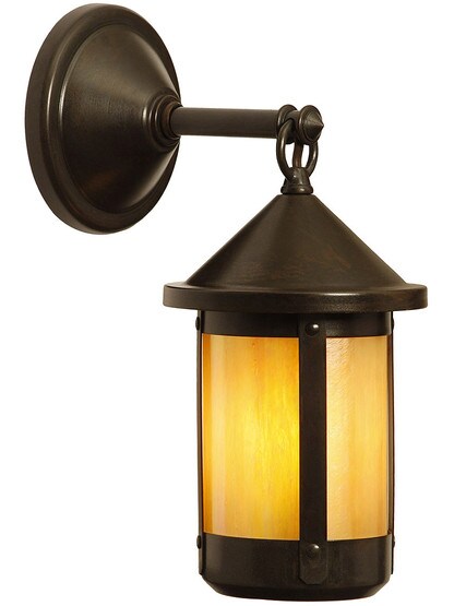 Berkeley Single Sconce In Bronze Finish with Gold White Iridescent Glass.